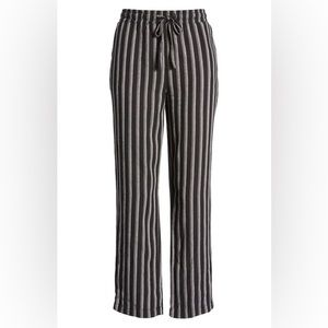 KUT from the Kloth stripe drawcord waist pants in black/cream size M.NWOT